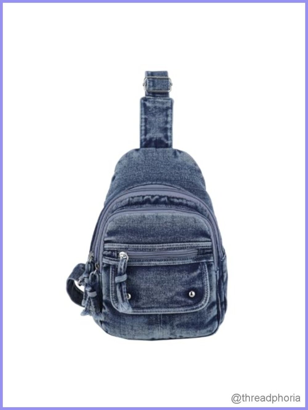 Y2K Vintage Denim Sling Bag Crossbody Chest Purse Women Studded Shoulder Handbag